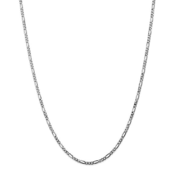 2.75mm, 14k White Gold, Flat Figaro Chain Necklace, 24 Inch - Picture 3 of 8